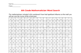 6th Grade Mathematician Word Search