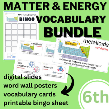Preview of 6th Grade Matter and Energy Vocabulary Bundle | English & Spanish