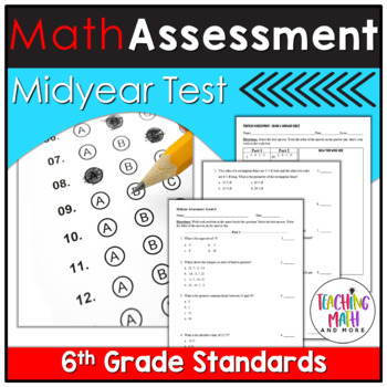 Preview of 6th Grade Midyear Math Test | Grade 6 Math Test Prep Assessment