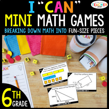 Preview of 6th Grade Mini I CAN Math Games & Centers | 46 Game BUNDLE
