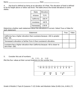 6th Grade Module 3 Quizzes for Topics A to C - Editable by Megan's Math ...