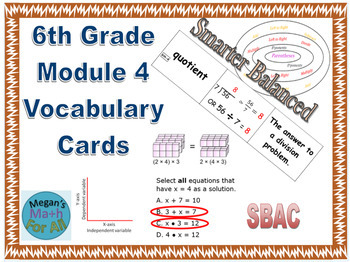 Preview of 6th Grade Module 4 Vocabulary - Engage NY Math - SBAC - Editable