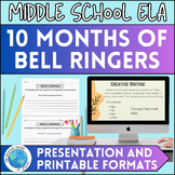 6th Grade Monthly ELA Bell Ringers Bundle Slides and PDFs 