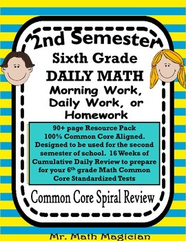 Preview of 6th Grade Morning Work Bell Ringer COMMON CORE Spiral Review