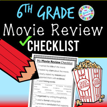 Preview of 6th Grade Movie Review Writing Checklist (standards-aligned) - PDF and digital!!