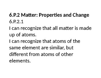 Preview of 6th Grade NC Science "I CAN" Statements