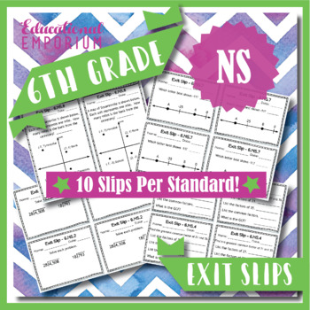 Preview of 6th Grade NS Exit Slips ★ The Number System Math Exit Tickets