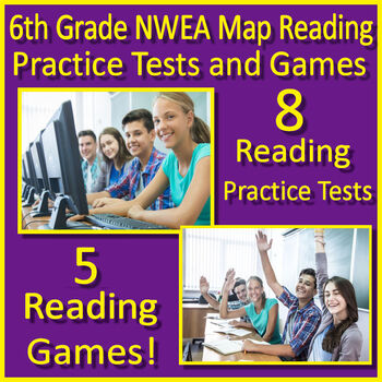 Preview of 6th Grade NWEA Map Reading Practice Tests and Games - Printable Copies & Google