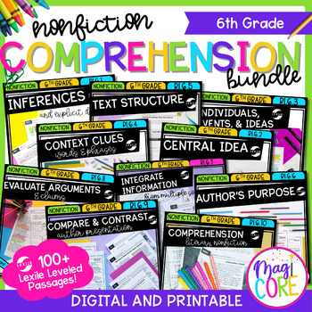 Preview of 6th Grade Nonfiction Reading Comprehension Bundle - Reading Passage Based Units