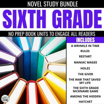 Preview of 6th Grade Novel Units Bundle: 10 Literature Guides for Book Clubs or Novel Study