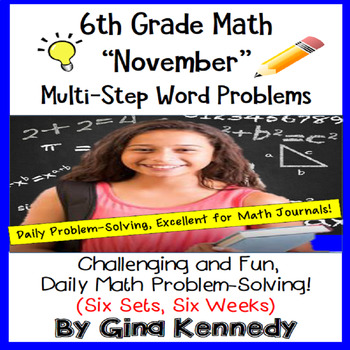 Preview of 6th Grade November Daily Problem Solving: Math Challenge Problems (Multi-Step)
