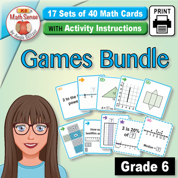 Preview of 6th Grade Number Sense 17 Math Games Bundle | SPED - Subs - Interventions