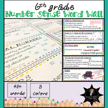 Preview of 6th Grade Math: Number Sense Word Wall