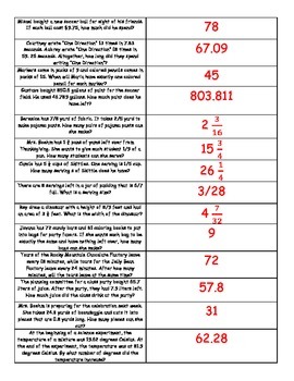 6th Grade Number System Review Match (Fractions, Decimals, GCF, LCM)