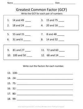 6th Grade Number System Worksheet Practice Set | TpT