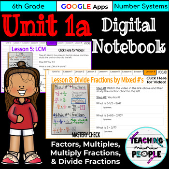 Preview of 6th Grade Number Systems Digital Notebook | Self-Paced | Modern Classroom