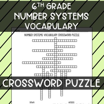 Preview of 6th Grade Number Systems Vocabulary Crossword Puzzle