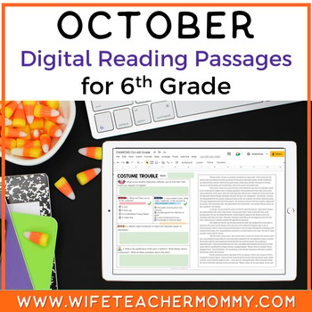 Preview of 6th Grade October Reading Passages Digital Google Slides Version