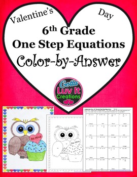 Preview of Valentine's Day Math Solving Equations One Step Equations No Negatives Color
