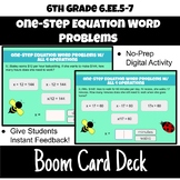 6th Grade One-Step Equations Word Problems 6.EE.5-7
