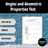 Grade 6 Ontario Curriculum Measurement Angles Test