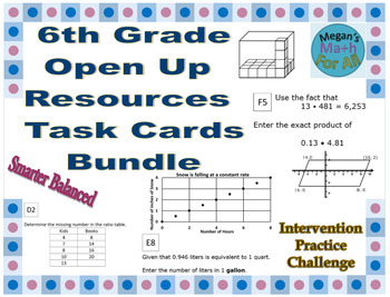 Preview of 6th Grade Open Up Resources All Task Card Bundle - Editable