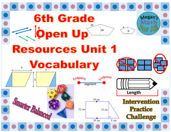 Preview of 6th Grade Open Up Resources Unit 1 Vocabulary Cards - Editable - SBAC