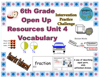 Preview of 6th Grade Open Up Resources Unit 4 Vocabulary - Editable - SBAC