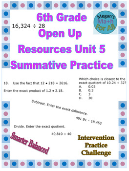 Preview of 6th Grade Open Up Resources Unit 5 Math Summative practice - Editable - SBAC