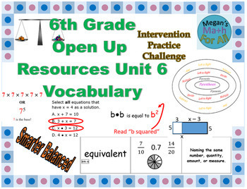 Preview of 6th Grade Open Up Resources Unit 6 Vocabulary Cards - Editable - SBAC