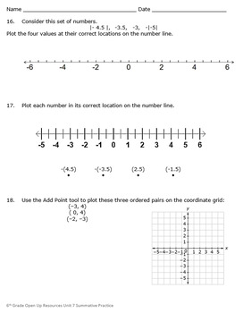 6th Grade Open Up Resources Unit 7 Math Summative Practice - Editable
