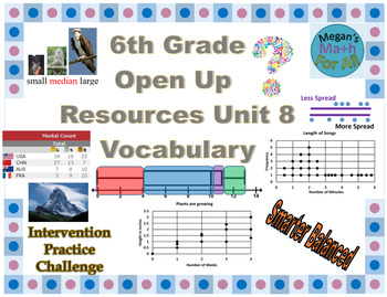Preview of 6th Grade Open Up Resources Unit 8 Vocabulary Cards - Editable - SBAC