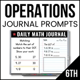 6th Grade Operations Math Journal - 6th Grade Math Prompts