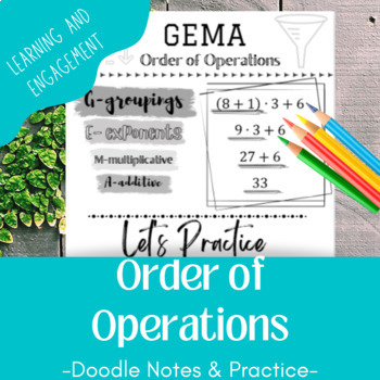 Preview of 6th Grade Order of Operations-"GEMA" Doodling Notes and Practice
