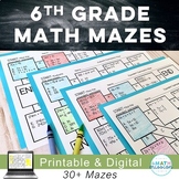 6th Grade PDF & Digital Math Mazes Activity Bundle