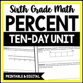 6th Grade Percent Unit, Tape Diagram Percent Proportion Wo