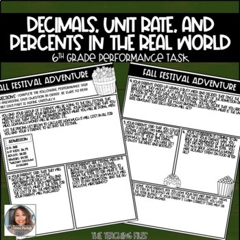 Preview of 6th Grade Performance Task | Decimals Unit Rate and Percents