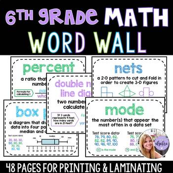 Preview of 6th Grade - Pre-Algebra / Middle School Math Word Wall