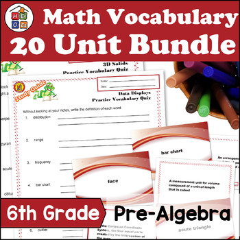 Preview of 6th Grade Prealgebra | Math Vocabulary Bundle | Full Year