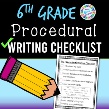 Preview of 6th Grade Procedural Writing Checklist (standards-aligned) - PDF and digital!!