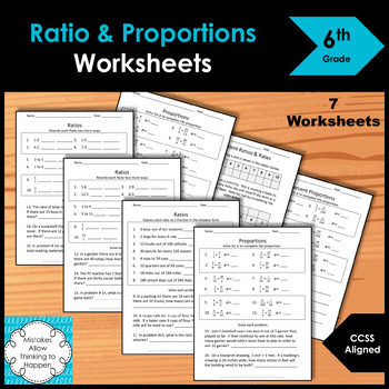 Preview of 6th Grade Ratio and Proportions Worksheet Practice Set