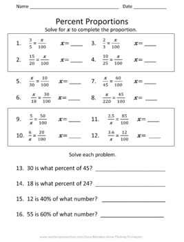 6th Grade Ratio and Proportions Worksheet Practice Set | TpT