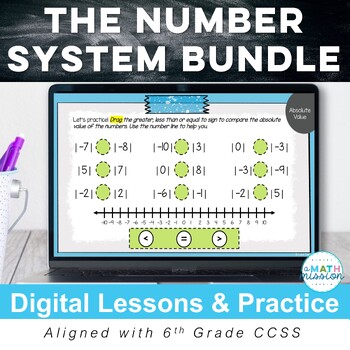 Preview of 6th Grade Rational Numbers Digital Lessons Practice Activities for Google™
