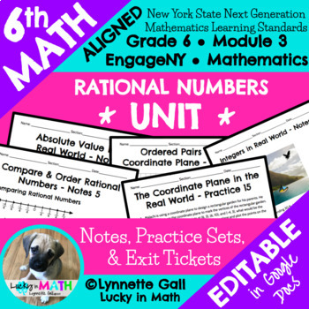 Preview of 6th Grade Rational Numbers Math Module 3 Unit Notes, Practice, Exit Ticket