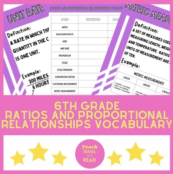 Preview of 6th Grade Ratios and Proportional Relationships Vocabulary