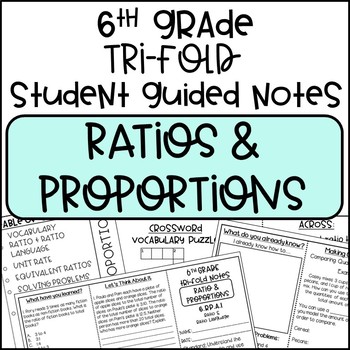 Preview of 6th Grade Ratios and Proportions Tri-Fold Notes
