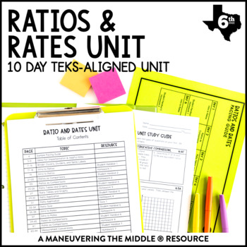 Preview of Ratios and Rates Unit | 6th Grade TEKS | Ratios with Tables and Graphs