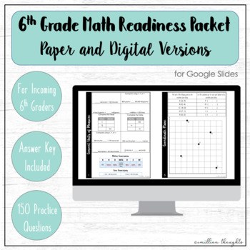 Preview of 6th Grade Readiness Packet (Paper and Digital) 