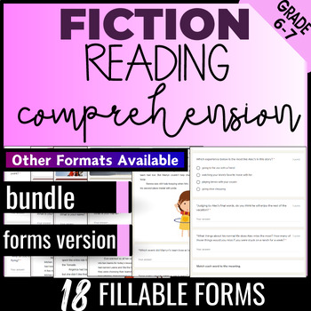 Preview of Fiction Reading Comprehension Passages and Questions Bundle 6th 7th Grade FORMS