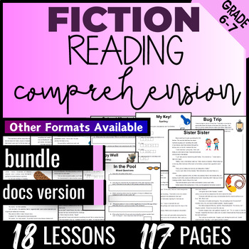 Preview of Fiction Reading Comprehension Passages and Questions Bundle 6th 7th Grade Docs